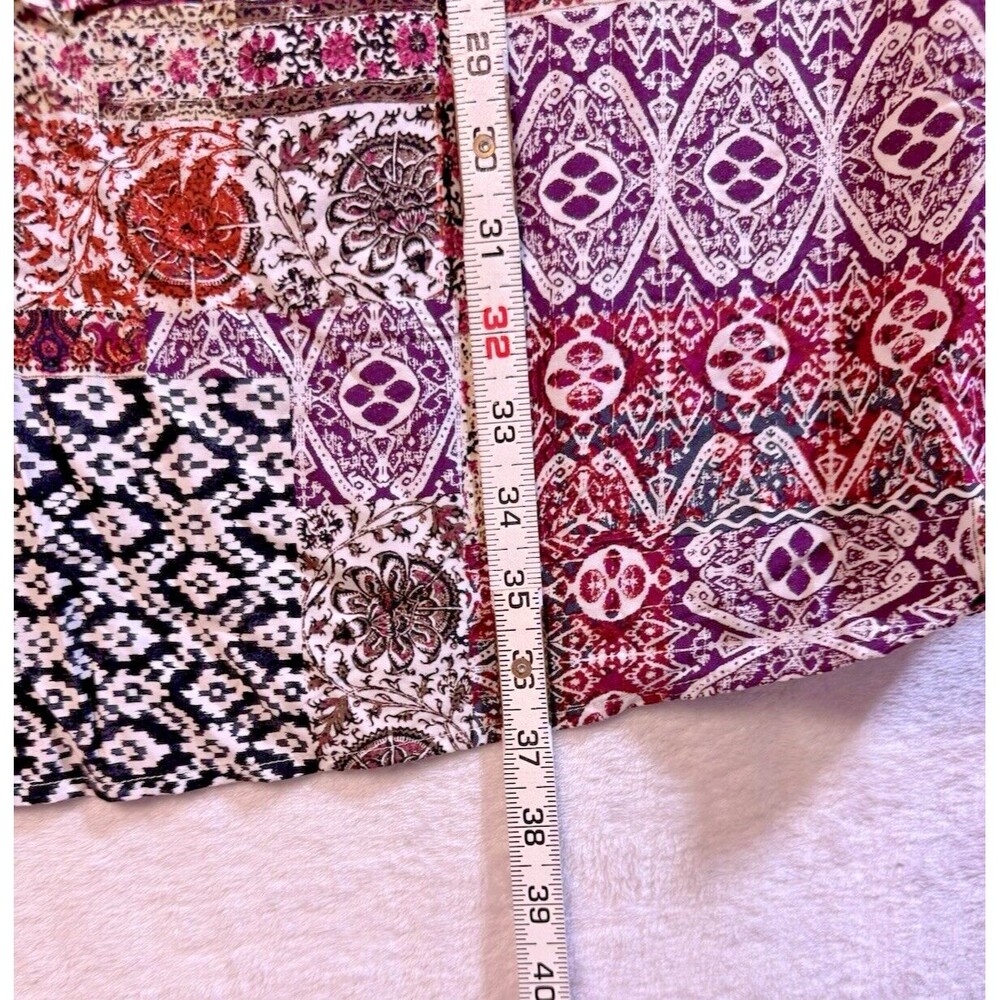 J. Jill Patchwork Print Shift Dress Womens Small Burgundy Boho‎ Sleeveless Rayon - Picture 7 of 7